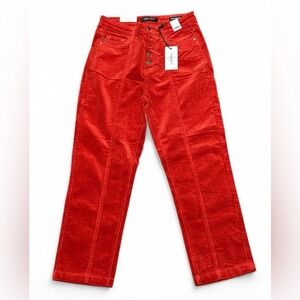 Judy Blue Red Corduroy Pants High Waisted Ankle Straight Size 9